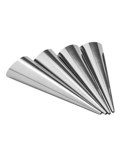 Buy 4-Piece Spiral Croissants Pastry Conical Tube Baking Mold Silver 3x3x14centimeter in UAE