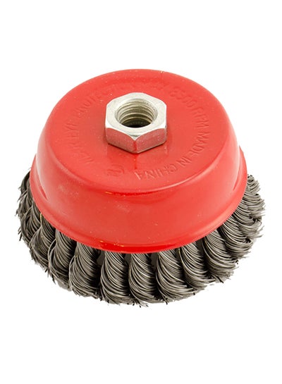 Buy Threaded Knotted Wire Cup Brush Red 3inch in Saudi Arabia