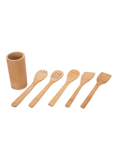 Buy 5-Piece Ladle Set Brown in Saudi Arabia