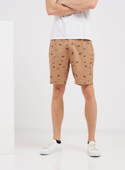 Buy Printed Shorts Brown in UAE