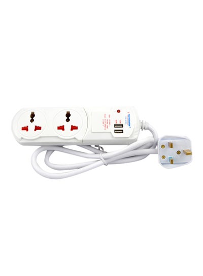 Buy 2-Way Extension Socket With USB Port White 3meter in UAE