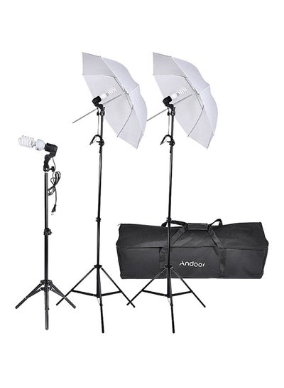 Buy Video Portrait Umbrella Continuous Triple Lighting Kit Black/White in Saudi Arabia