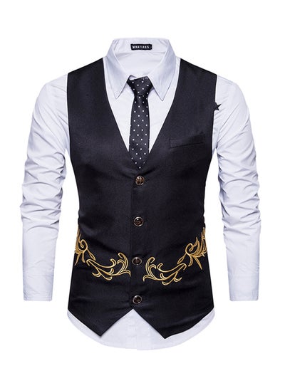 Buy Embroidered Sleeveless Waistcoat Black in UAE