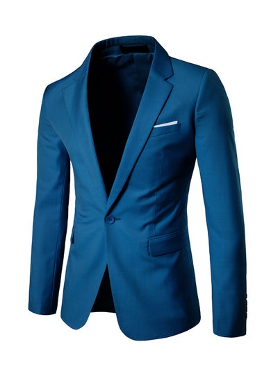 Buy One Button Casual Blazer Blue in Saudi Arabia