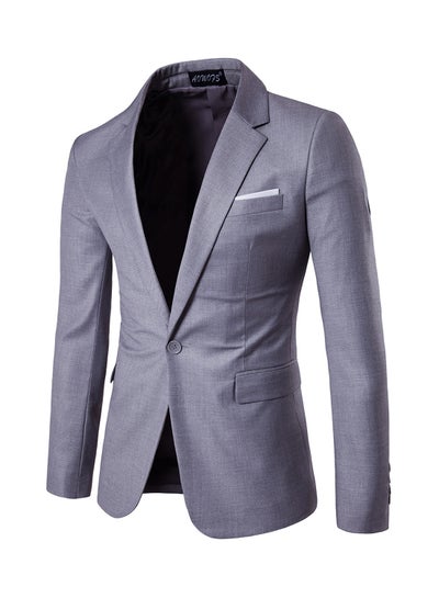 Buy One Button Casual Blazer Grey in UAE