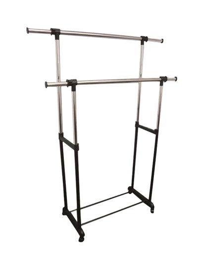 Buy 2-Pole Garment Laundry Rack Stand Silver/Black in UAE