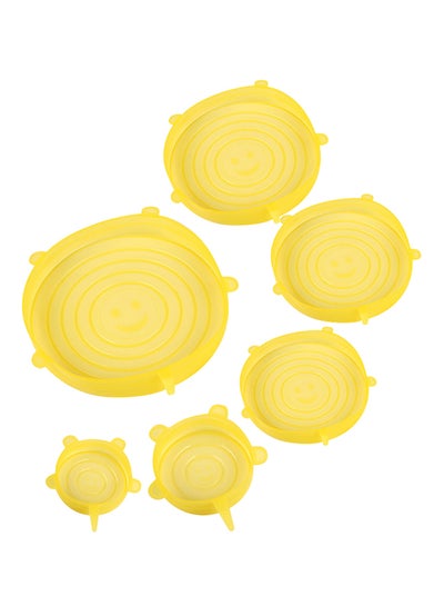 Buy 6-Piece Stretchable Silicone Lids Yellow 155grams in Saudi Arabia