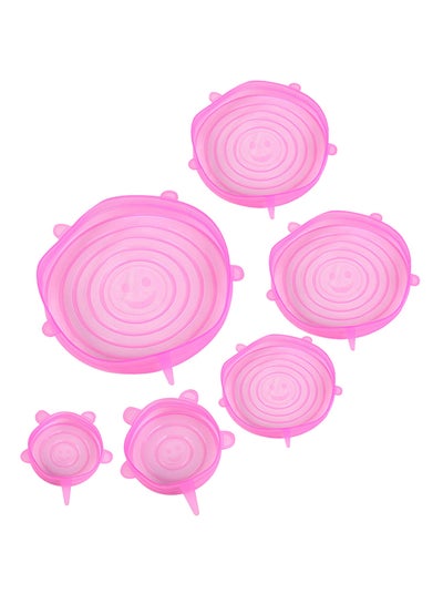 Buy 6-Piece Stretchable Silicone Lids Pink 155grams in Egypt