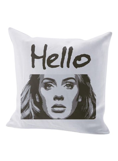 Buy Hello Printed Cushion Cover Black/White 40X40cm in Saudi Arabia