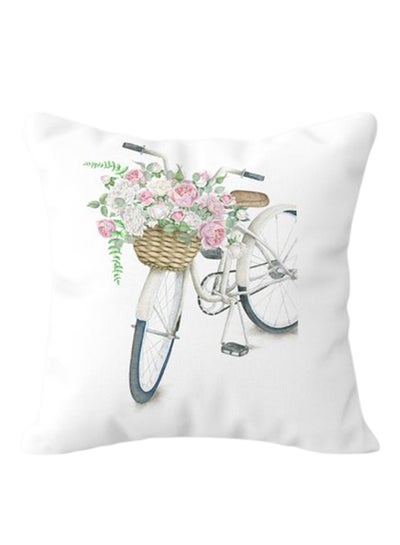 Buy Printed Cushion Cover White/Pink/Green 40 x 40centimeter in Saudi Arabia