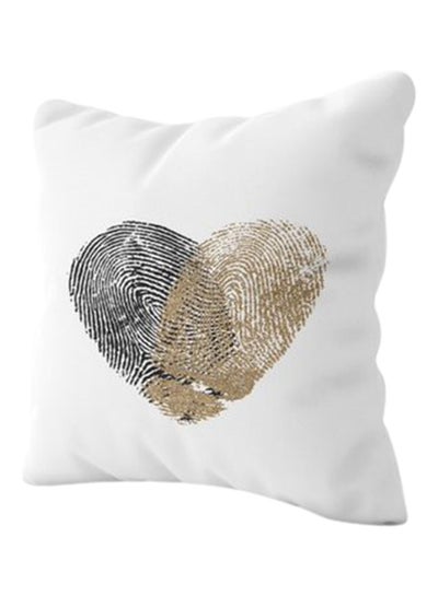 Buy Heart Printed Cushion Cover Black/White 40X40cm in Saudi Arabia