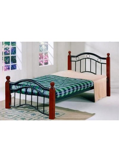 Buy Metal And Wood Bed With Wenge Legs Mahogany 190x90x15cm in UAE