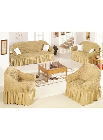 4 Piece Sofa Cover Set Light Beige Price In Uae Noon Uae Kanbkam