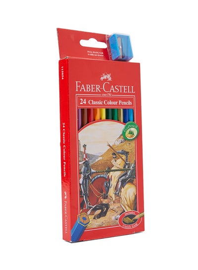 اشتري أقلام تلوين خشبية كلاسيكية مكونة من 24 قطعة مع مبراة  متعدد الألوان في الامارات