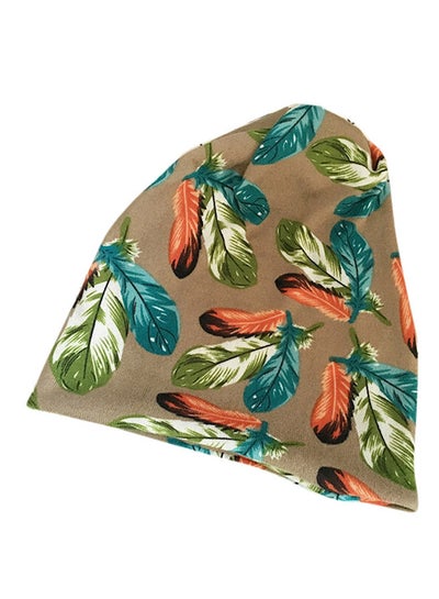 Buy Stretchy Printed Turban Cap HL153 Khaki in Saudi Arabia