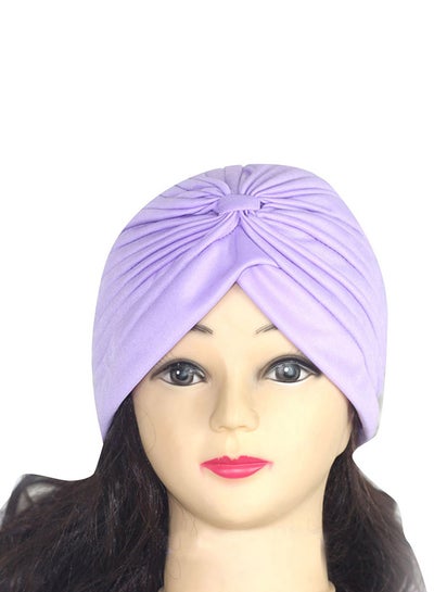 Buy Stretchable Pleated Turban HL184 Purple in Saudi Arabia