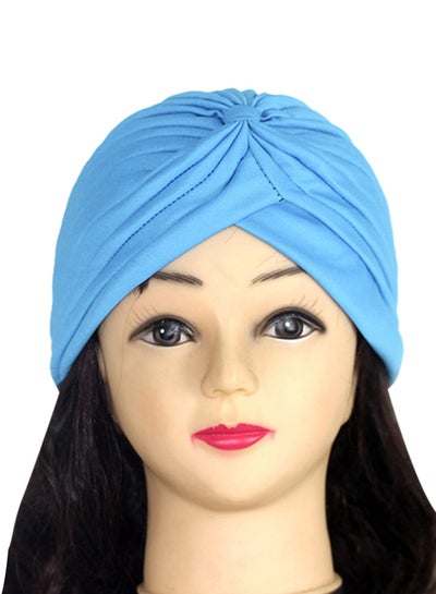 Buy Stretchable Pleated Turban HL190 Blue in Saudi Arabia