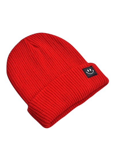 Buy Cartoon Smiling Face Knitted Cap HL204 Red in Saudi Arabia