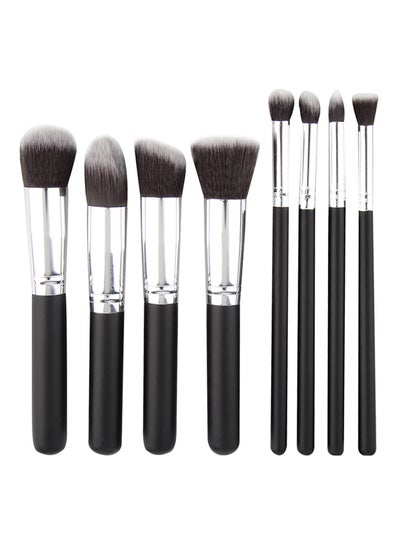 Buy 8 Piece Makeup Brush Set Black/Silver in UAE