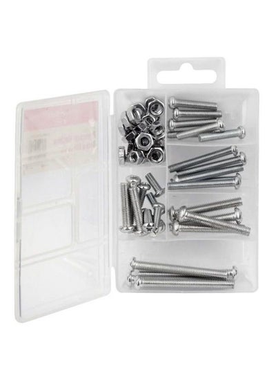 Buy 60-Piece Masonry Screw With Nut Set Silver in UAE