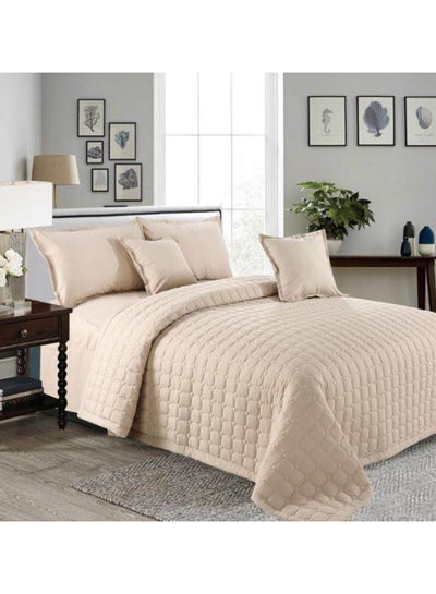 Buy 6-Piece Compressed Two-Sided Comforter Set Microfiber Beige in UAE