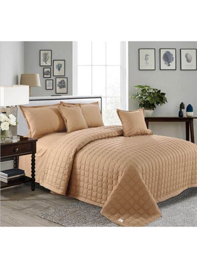 Buy 6-Piece Compressed Two-Sided Comforter Set microfiber Beige King in Saudi Arabia