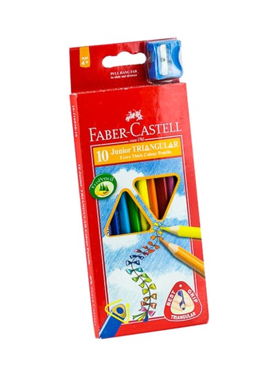 Buy 10-Piece Junior Triangular Colour Pencil Set With Sharpener Multicolour in UAE