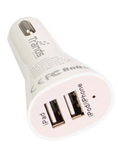 Buy MFi Dual Port Car Charger With Lightning Cable White in UAE