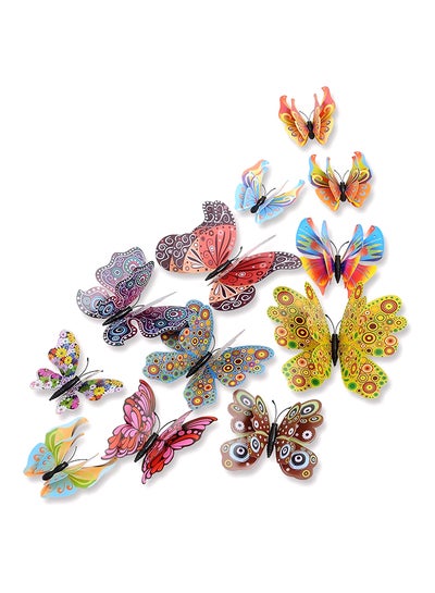 Buy 12-Piece 3D Butterfly Wall Stickers Set Multicolour in UAE