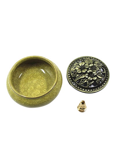 Buy Ceramic Incense Holder Yellow/Gold 3.9 x 2.8inch in UAE