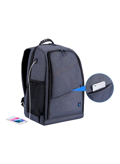 Buy Waterproof Backpack For DSLR Camera With USB Charging Port Blue in Saudi Arabia