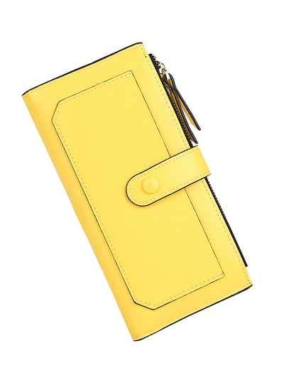 Buy Multifunctional Leather Wallet Yellow in Saudi Arabia