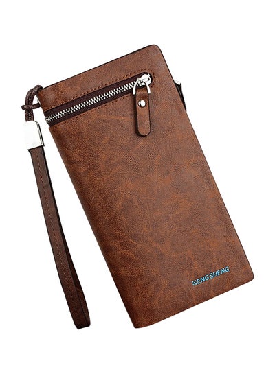 Buy Multifunctional Leather Wallet Brown in Saudi Arabia