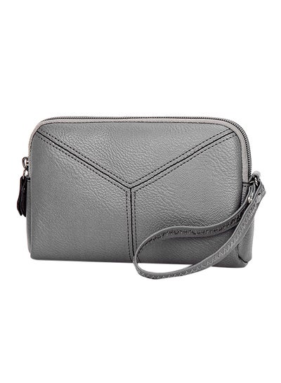 Buy Multifunctional Leather Clutch Grey in Saudi Arabia