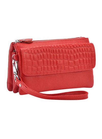 Buy Leather Wallet With Zipper Red in UAE