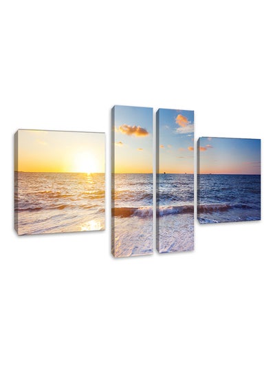 Buy 4-Piece Printed Wall Art With Hidden Frame Blue/Yellow/Orange in Saudi Arabia