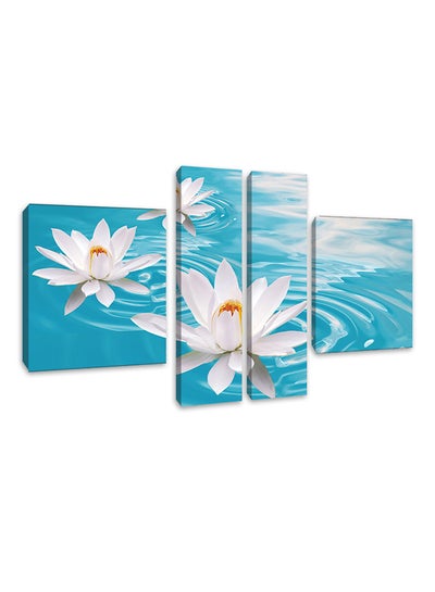 Buy 4-Piece Printed Wall Art With Hidden Frame Blue/White 180x80x2.5cm in Saudi Arabia