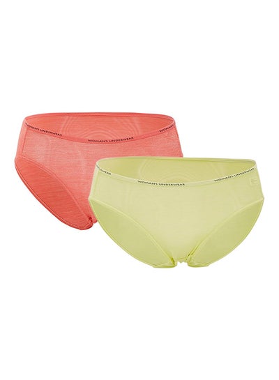 Buy Pack Of 2 Solid Low Rise Briefs BYL8837 Light Yellow/Orange in UAE