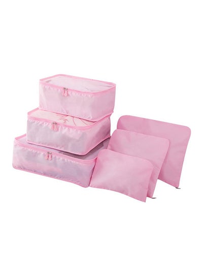 Buy 6-Piece Travel Organizer Bags Set Pink in Saudi Arabia