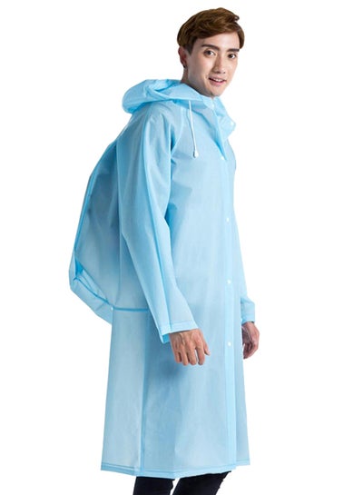 Buy Long EVA Hooded Raincoat Blue in Saudi Arabia