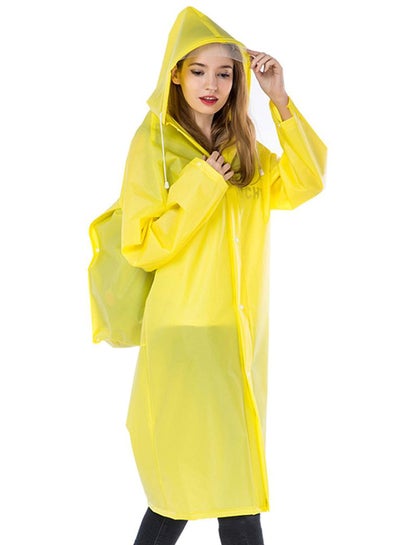 Buy Long EVA Hooded Raincoat Yellow in Saudi Arabia