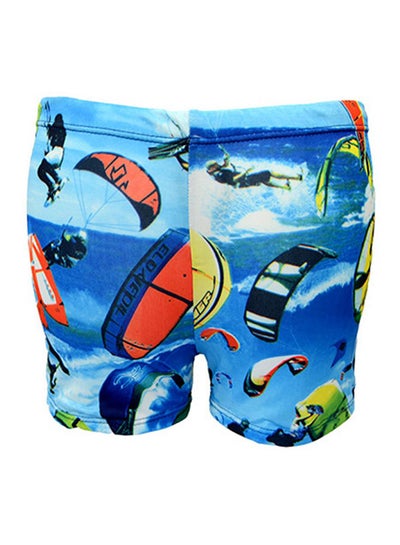 Buy Cool Board Printed Quick Dry Swim Shorts Light Blue/Black/Green in Saudi Arabia