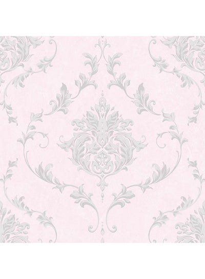 Buy Damask Design Wallpaper Pink/Grey 0.53x10meter in UAE