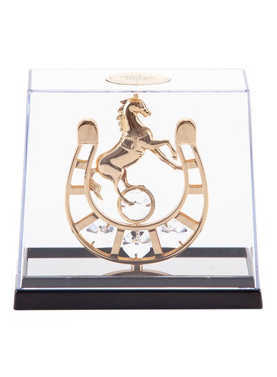 Buy Horse With Horseshoe Heel Crystal Showpiece Gold/Clear/Black 12.5x11.5x7centimeter in Saudi Arabia