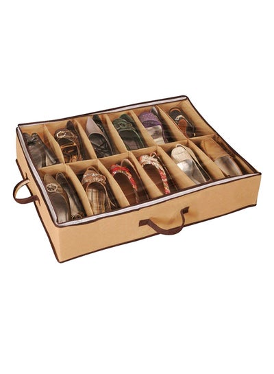 Buy 12-Segment Nylon Shoe Organizer Beige in Saudi Arabia