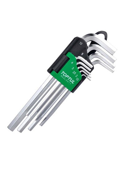 Buy 9-Piece Long Type Hex Key Wrench Set Green/Silver in Saudi Arabia