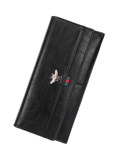 Buy Leather Trifold Wallet Black in UAE