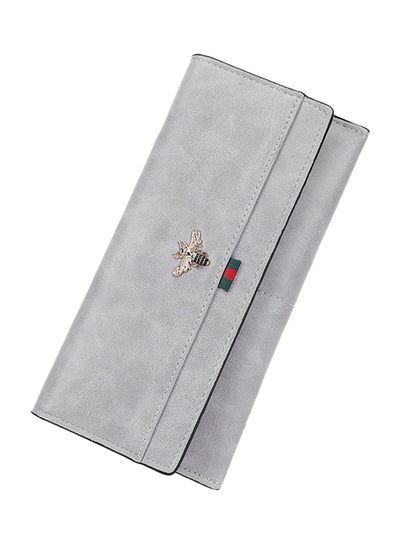 Buy Leather Trifold Wallet Grey in UAE