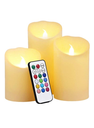 Buy 3-Piece Colour Changing Flameless Candle Set White in Saudi Arabia