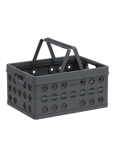 Buy Plastic Collapsible Grocery Shopping Baskets: Small Folding Stackable Storage Containers Foldable Basket Grey 32Liters in Saudi Arabia